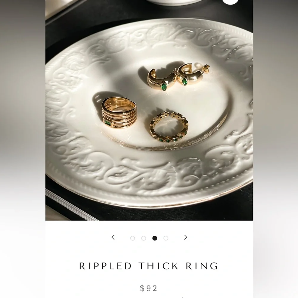 RIPPLED Sagano THICK Emerald RING - Picture 6 of 6